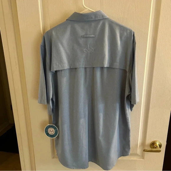 Realtree Men's Short Sleeve Vented Fishing Shirt Size L Blue NEW - Picture 5 of 8